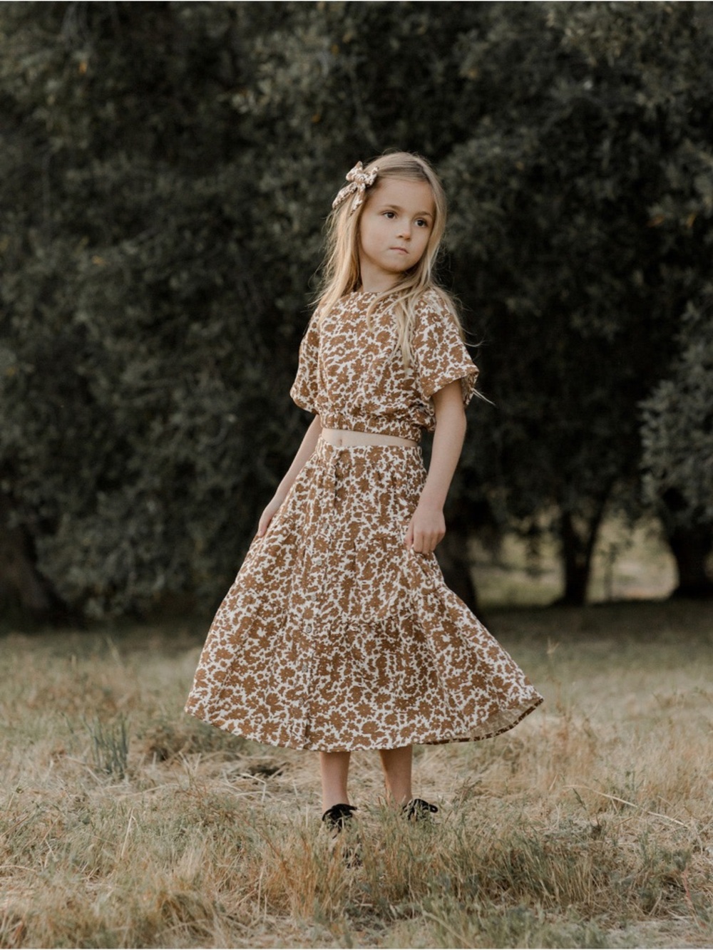 Rylee + Cru Girls Joelle Floral Two Piece Set NWT Cotton Neutral Boho Outfit